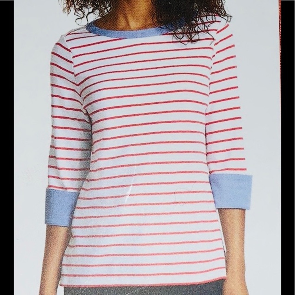 NWT Nautica rose coral with denim detail shirt